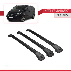 Mercedes Viano (W447) 2015 ve Sonrası ile uyumlu ACE-1 Ara Atkı Tavan Barı SİYAH 3 ADET BAR thumb 3