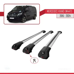 Mercedes Viano (W447) 2015 ve Sonrası ile uyumlu ACE-1 Ara Atkı Tavan Barı GRİ 3 ADET BAR thumb 4