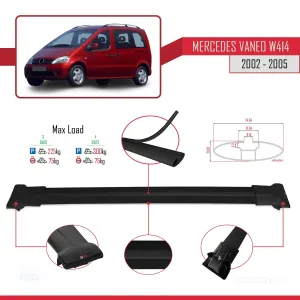 Mercedes Vaneo (W414) 2002-2005 Arası ile uyumlu FLY Model Ara Atkı Tavan Barı SİYAH 4 ADET BAR thumb 4