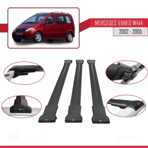 Mercedes Vaneo (W414) 2002-2005 Arası ile uyumlu FLY Model Ara Atkı Tavan Barı SİYAH 3 ADET BAR thumb 5