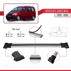 Mercedes Vaneo (W414) 2002-2005 Arası ile uyumlu FLY Model Ara Atkı Tavan Barı GRİ 4 ADET BAR thumb 4