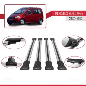 Mercedes Vaneo (W414) 2002-2005 Arası ile uyumlu FLY Model Ara Atkı Tavan Barı GRİ 4 ADET BAR thumb 5