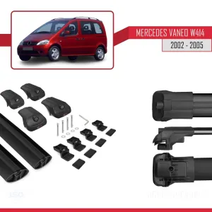 Mercedes Vaneo (W414) 2002-2005 Arası ile uyumlu ACE-1 Ara Atkı Tavan Barı SİYAH thumb 5