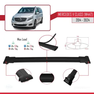 Mercedes V Class W447 2014 ve Sonrası ile uyumlu FLY Model Ara Atkı Tavan Barı SİYAH 4 ADET BAR thumb 4