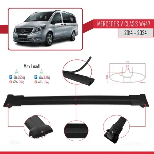 Mercedes V Class W447 2014 ve Sonrası ile uyumlu FLY Model Ara Atkı Tavan Barı SİYAH 3 ADET BAR thumb 4