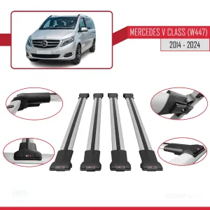 Mercedes V Class W447 2014 ve Sonrası ile uyumlu FLY Model Ara Atkı Tavan Barı GRİ 4 ADET BAR thumb 5