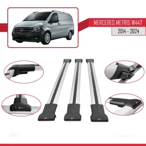 Mercedes Metris (W447) 2014 ve Sonrası ile uyumlu FLY Model Ara Atkı Tavan Barı GRİ 3 ADET BAR thumb 5