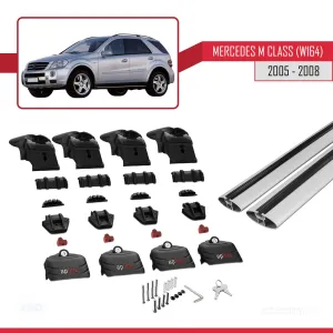 Mercedes M Class W164 2005-2008 Arası ile uyumlu ACE-2 Ara Atkı Tavan Barı GRİ thumb 5
