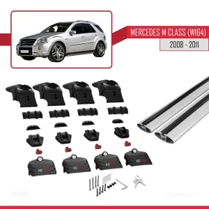 Mercedes M Class (W164) 2008-2011 Arası ile uyumlu ACE-2 Ara Atkı Tavan Barı GRİ thumb 5