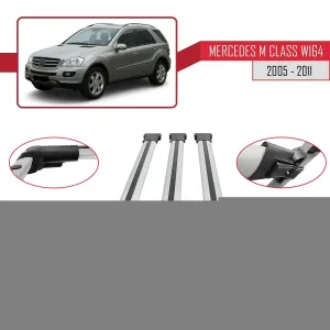 Mercedes M Class (W164) 2005-2011 Arası ile Uyumlu FLY Model Ara Atkı Tavan Barı GRİ 3 ADET BAR thumb 5