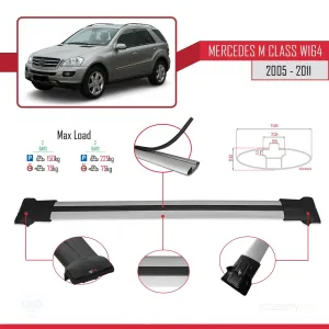 Mercedes M Class (W164) 2005-2011 Arası ile uyumlu FLY Model Ara Atkı Tavan Barı GRİ thumb 4