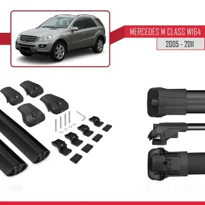 Mercedes M Class (W164) 2005-2011 Arası ile uyumlu ACE-1 Ara Atkı Tavan Barı SİYAH thumb 4