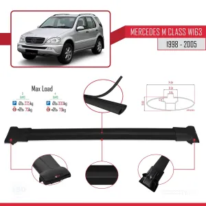 Mercedes M Class (W163) 1998-2005 Arası ile Uyumlu FLY Model Ara Atkı Tavan Barı SİYAH 3 ADET BAR thumb 4