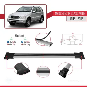 Mercedes M Class (W163) 1998-2005 Arası ile uyumlu FLY Model Ara Atkı Tavan Barı GRİ thumb 4