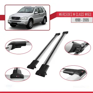 Mercedes M Class (W163) 1998-2005 Arası ile uyumlu FLY Model Ara Atkı Tavan Barı GRİ thumb 5