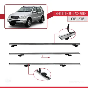 Mercedes M Class (W163) 1998-2005 Arası ile uyumlu Basic Model Ara Atkı Tavan Barı GRİ 3 ADET thumb 5