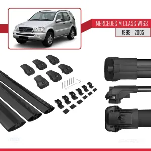Mercedes M Class (W163) 1998-2005 Arası ile uyumlu ACE-1 Ara Atkı Tavan Barı SİYAH 3 ADET BAR thumb 5