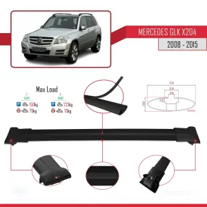 Mercedes GLK Class (X204) 2008-2015 Arası ile uyumlu FLY Model Ara Atkı Tavan Barı SİYAH thumb 4