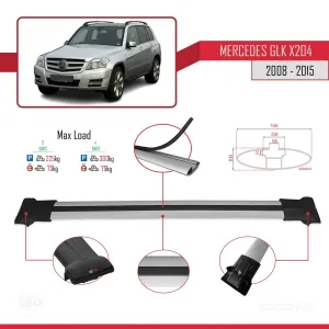 Mercedes GLK Class (X204) 2008-2015 Arası ile Uyumlu FLY Model Ara Atkı Tavan Barı GRİ 3 ADET BAR thumb 4