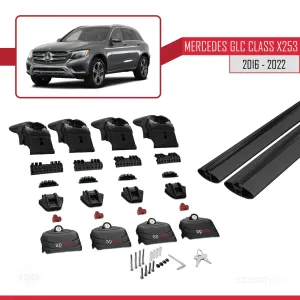 Mercedes GLC (X253) 2016-2022 Arası ile uyumlu ACE-2 Ara Atkı Tavan Barı SİYAH thumb 5
