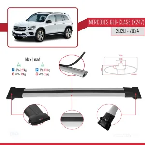 Mercedes GLB-Class (X247) 2020 ve Sonrası ile Uyumlu FLY Model Ara Atkı Tavan Barı GRİ 3 ADET BAR thumb 4
