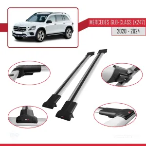 Mercedes GLB-Class (X247) 2020 ve Sonrası ile Uyumlu FLY Model Ara Atkı Tavan Barı GRİ thumb 5