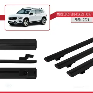 Mercedes GLB-Class (X247) 2020 ve Sonrası ile uyumlu Basic Model Ara Atkı Tavan Barı SİYAH 3 ADET thumb 5