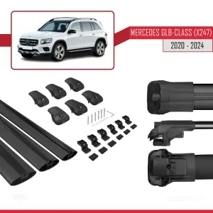 Mercedes GLB-Class (X247) 2020 ve Sonrası ile uyumlu ACE-1 Ara Atkı Tavan Barı SİYAH 3 ADET BAR thumb 5