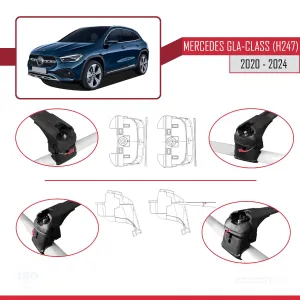 Mercedes Gla-Class (H247) 2020 ve Sonrası ile uyumlu ACE-2 Ara Atkı Tavan Barı SİYAH thumb 4