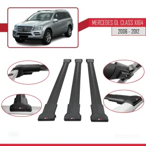 Mercedes GL Class (X164) 2006-2012 Arası ile Uyumlu FLY Model Ara Atkı Tavan Barı SİYAH 3 ADET BAR thumb 5