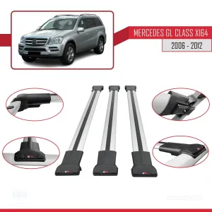Mercedes GL Class (X164) 2006-2012 Arası ile Uyumlu FLY Model Ara Atkı Tavan Barı GRİ 3 ADET BAR thumb 5