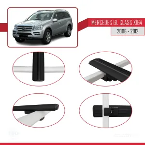 Mercedes GL Class (X164) 2006-2012 Arası ile uyumlu Basic Model Ara Atkı Tavan Barı SİYAH 3 ADET thumb 4
