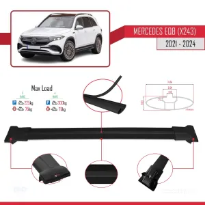Mercedes EQB (X243) 2021 ve Sonrası ile Uyumlu FLY Model Ara Atkı Tavan Barı SİYAH 3 ADET BAR thumb 4