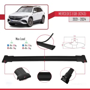 Mercedes EQB (X243) 2021 ve Sonrası ile Uyumlu FLY Model Ara Atkı Tavan Barı SİYAH thumb 4