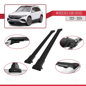 Mercedes EQB (X243) 2021 ve Sonrası ile Uyumlu FLY Model Ara Atkı Tavan Barı SİYAH thumb 5