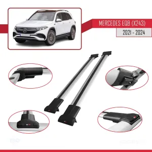 Mercedes EQB (X243) 2021 ve Sonrası ile Uyumlu FLY Model Ara Atkı Tavan Barı GRİ thumb 5