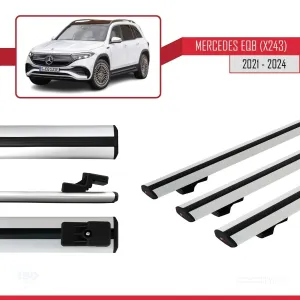 Mercedes EQB (X243) 2021 ve Sonrası ile uyumlu Basic Model Ara Atkı Tavan Barı GRİ 3 ADET thumb 5