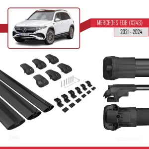 Mercedes EQB (X243) 2021 ve Sonrası ile uyumlu ACE-1 Ara Atkı Tavan Barı SİYAH 3 ADET BAR thumb 5
