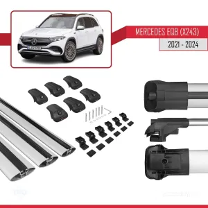 Mercedes EQB (X243) 2021 ve Sonrası ile uyumlu ACE-1 Ara Atkı Tavan Barı GRİ 3 ADET BAR thumb 5