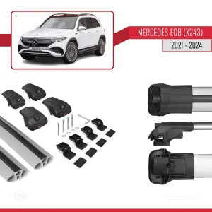 Mercedes EQB (X243) 2021 ve Sonrası ile uyumlu ACE-1 Ara Atkı Tavan Barı GRİ thumb 5