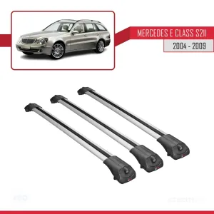 Mercedes E Class S211 2004-2009 Arası ile uyumlu ACE-1 Ara Atkı Tavan Barı GRİ 3 ADET BAR thumb 3