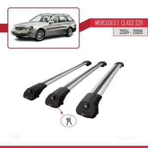 Mercedes E Class S211 2004-2009 Arası ile uyumlu ACE-1 Ara Atkı Tavan Barı GRİ 3 ADET BAR thumb 4