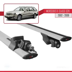 Mercedes E Class (W211) SW 2002-2009 Arası ile uyumlu HOOK Model Anahtar Kilitli Ara Atkı Tavan Barı GRİ thumb 5