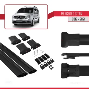 Mercedes Citan 2012-2021 (W415) ile uyumlu ACE-1 Ara Atkı Tavan Barı SİYAH thumb 5