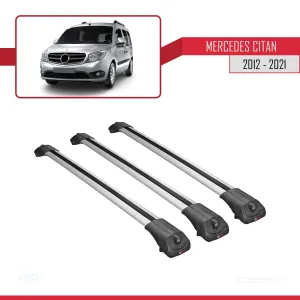 Mercedes Citan 2012-2021 (W415) Arası ile uyumlu ACE-1 Ara Atkı Tavan Barı GRİ 3 ADET BAR thumb 3