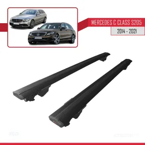 Mercedes C-Class S205 2014-2021 ile uyumlu HOOK Model Anahtar Kilitli Ara Atkı Tavan Barı SİYAH thumb 4