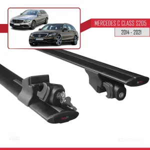 Mercedes C-Class S205 2014-2021 ile uyumlu HOOK Model Anahtar Kilitli Ara Atkı Tavan Barı SİYAH thumb 5