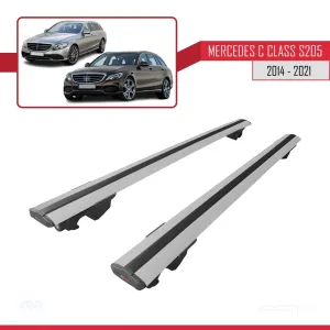 Mercedes C-Class S205 2014-2021 ile uyumlu HOOK Model Anahtar Kilitli Ara Atkı Tavan Barı GRİ thumb 4