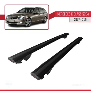 Mercedes C Class (W204) SW 2007-2011 Arası ile uyumlu HOOK Model Anahtar Kilitli Ara Atkı Tavan Barı SİYAH thumb 4