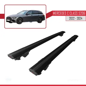Mercedes C Class (S206) 2022 ve Sonrası ile uyumlu HOOK Model Anahtar Kilitli Ara Atkı Tavan Barı SİYAH thumb 4